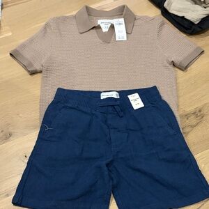 Abercrombie Kids Tan Polo and Navy Shorts Set